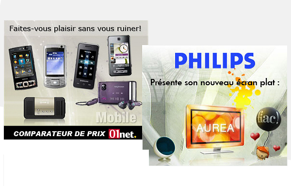 Bannières 728 et 300 pour 01net